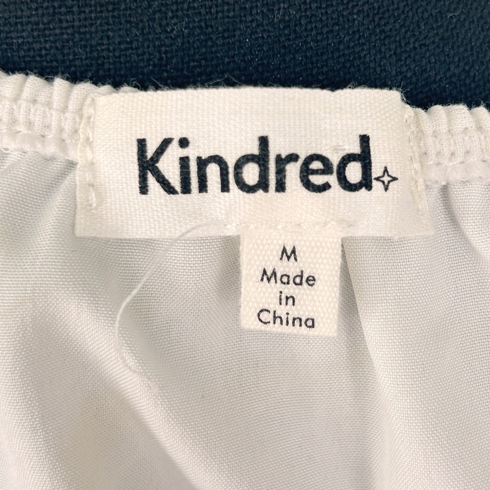 Kindred Embroidered Peasant Derby Dress White Blue Boho Cottage Smocked Medium - Picture 11 of 12